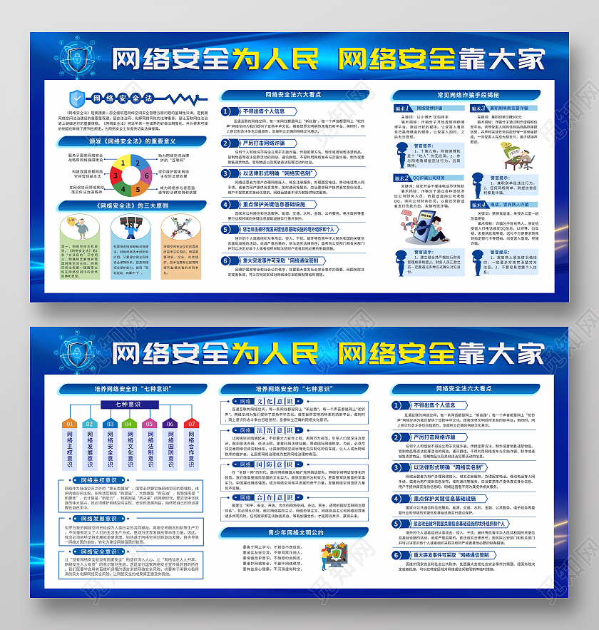 蓝色科技风网络安全宣传栏网络安全宣传周宣传栏