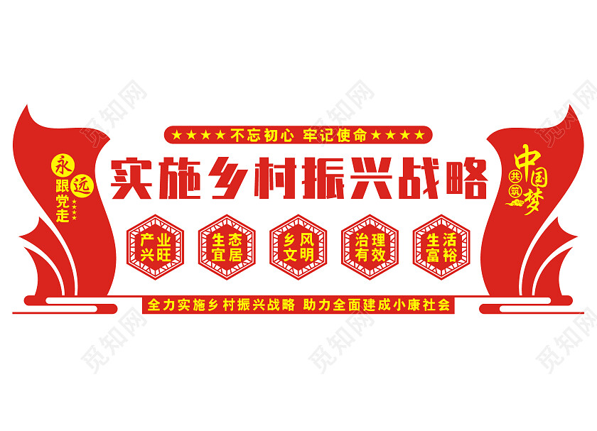 红色简约创意实施乡村振兴战略文化墙乡乡村振兴展板