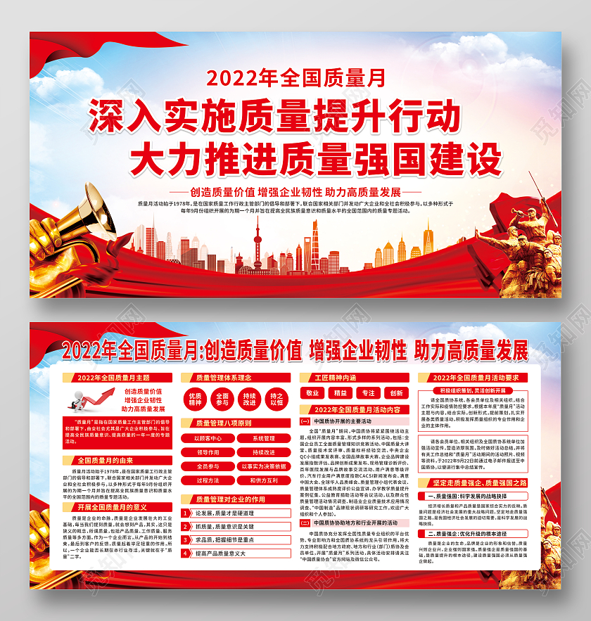 蓝色渐变2022年全国质量月宣传栏