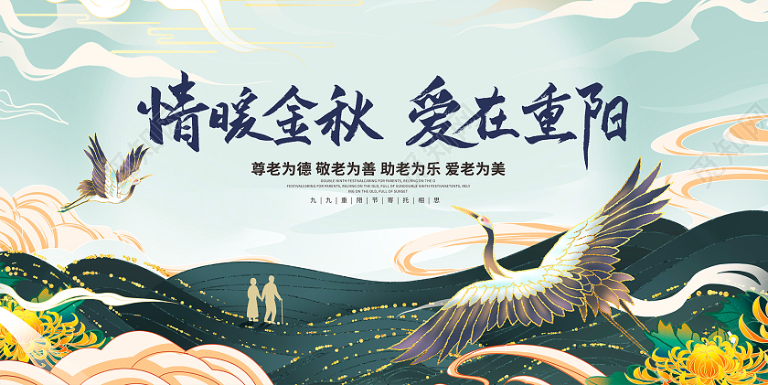 时尚国潮重阳节宣传展板设计