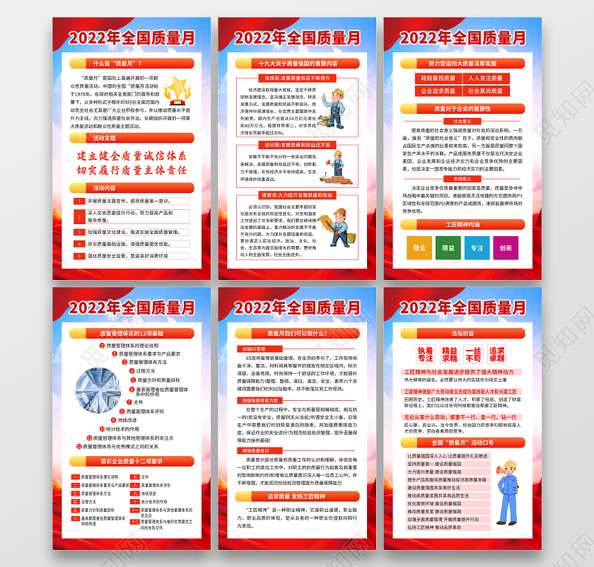 蓝色渐变简约大气全国质量月宣传活动海报套图