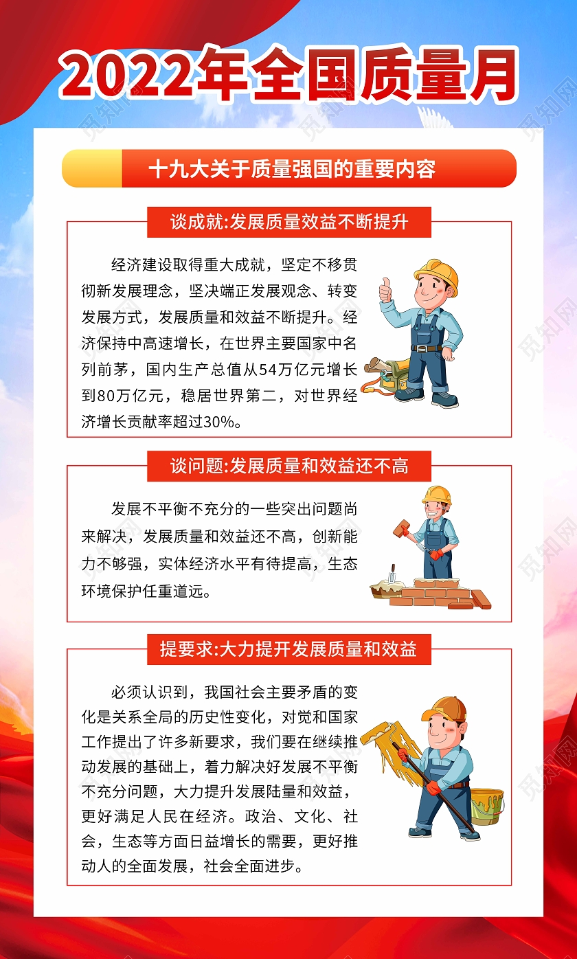 蓝色渐变简约大气全国质量月宣传活动海报套图