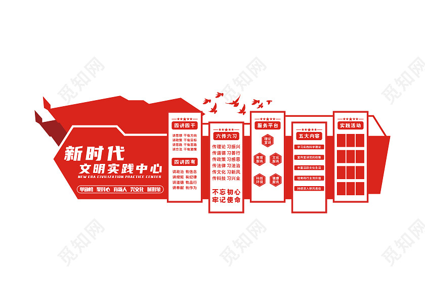红色党建新时代文明实践中心文化墙新时代文明实践文化墙新时代新时代文明实践站