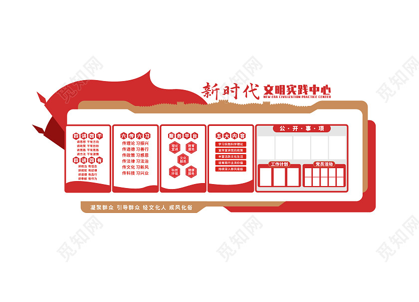 红色党建新时代文明实践中心文化墙新时代文明实践文化墙新时代文明实践站