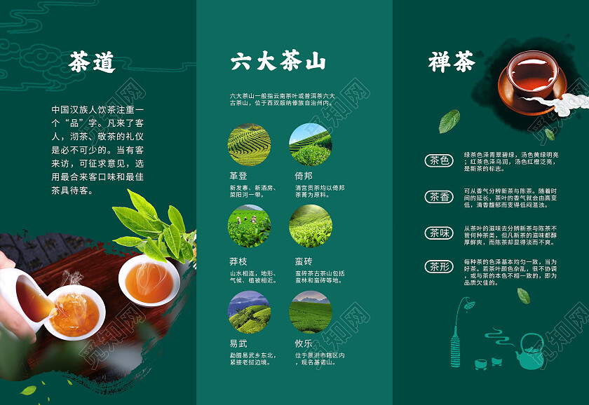 绿色清新茶文化宣传三折页茶叶