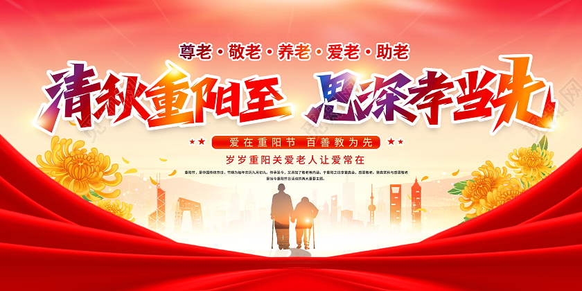 时尚大气九九重阳节宣传展板