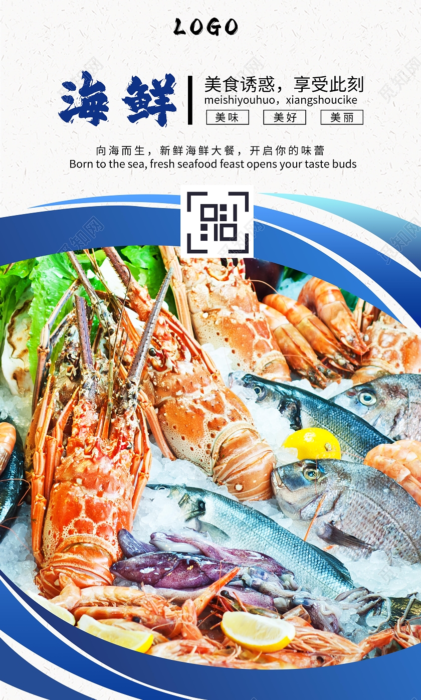 简约多彩海鲜宣传套图