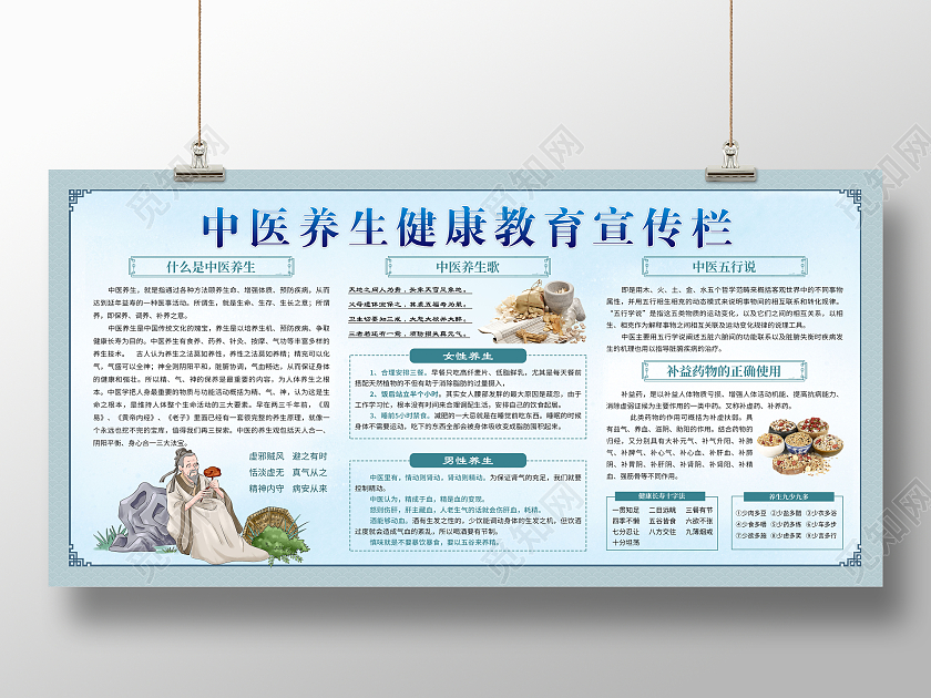 中国风中医养生健康知识教育宣传栏展板宣传单