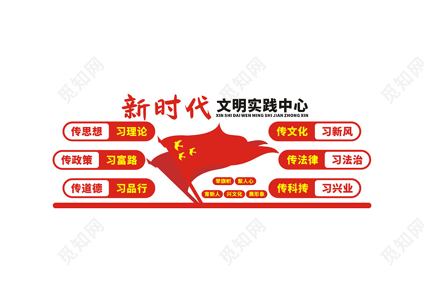 红色简约新时代文明实践中心文化墙新时代文明实践站