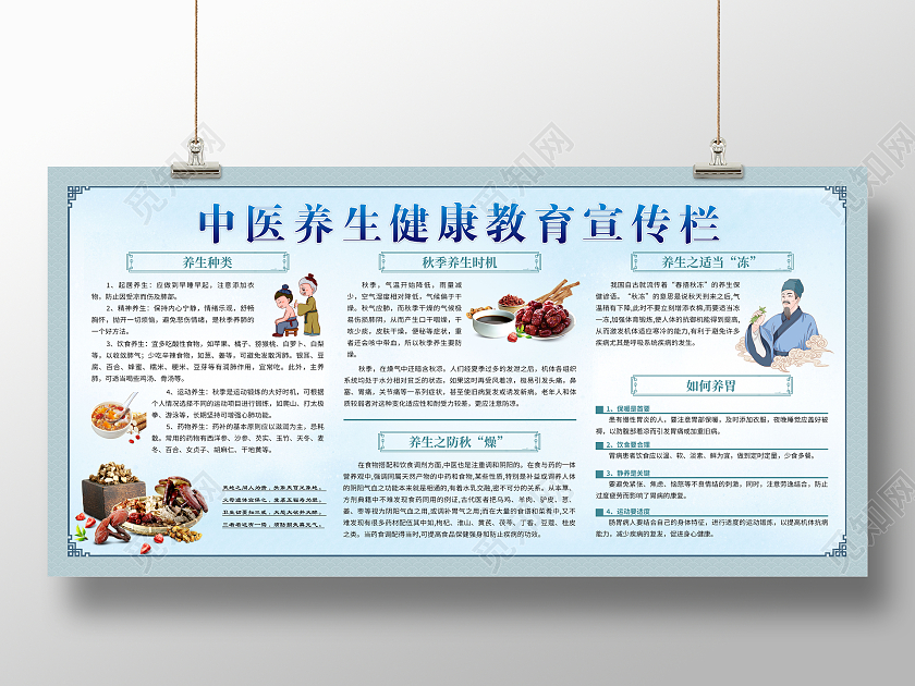 中国风中医养生健康知识教育宣传栏展板宣传单
