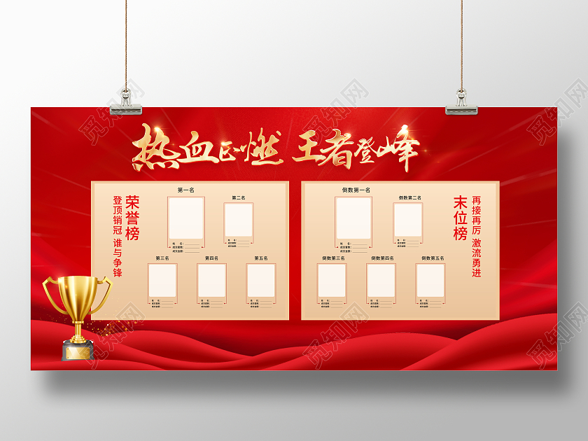 红色大气热血正然王者登封销售战报宣传展板销售榜