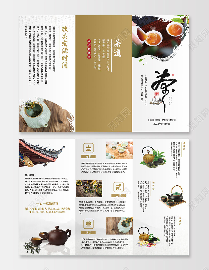 中国风茶道中国茶文化宣传折页茶叶三折