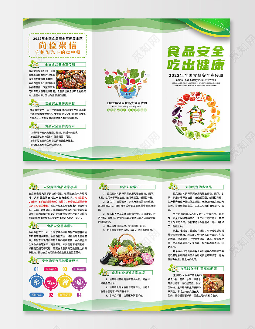 白色简约食品安全吃出健康食品安全折页3折页