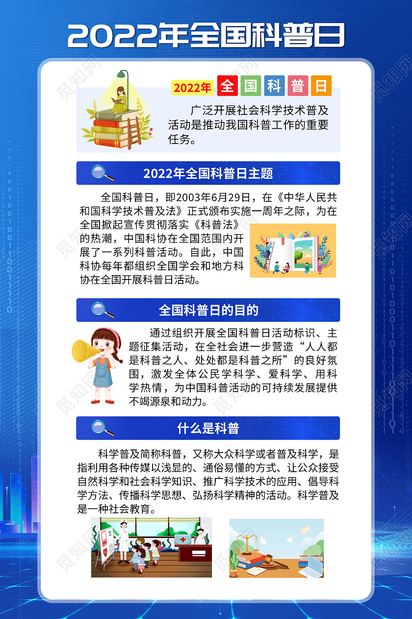 蓝色风格2022全国科普日宣传栏