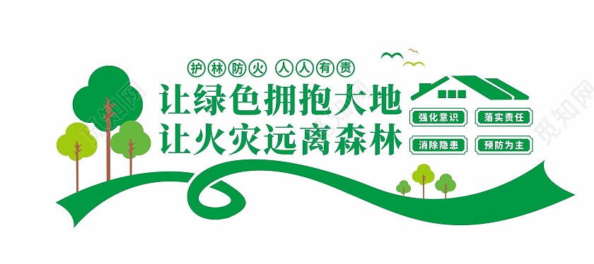 简约绿色森林防火宣传文化墙