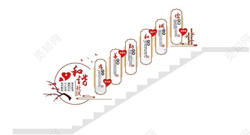 文明社区和谐社区文化墙楼梯文化墙社区楼梯文化墙