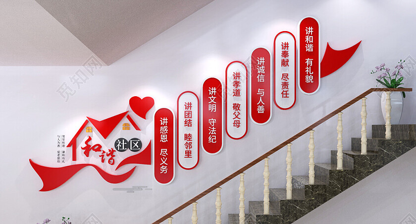 文明社区和谐社区楼梯文化墙