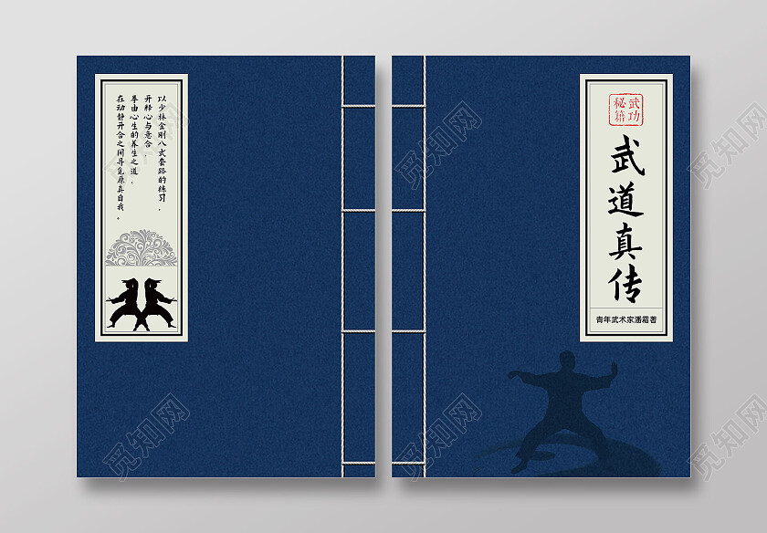 蓝色古书武术秘籍书籍设计书籍封面