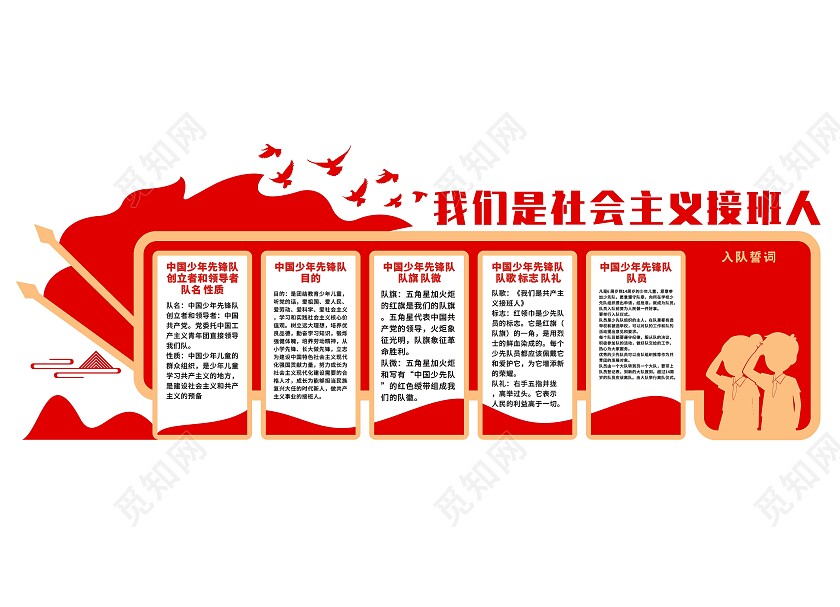 红色我们是社会主义接班人文化墙少先队建队日文化墙