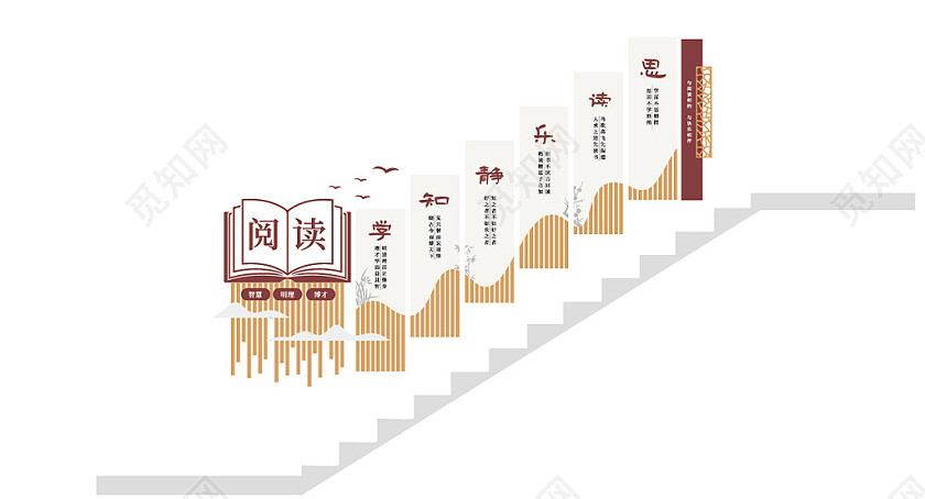 中国风学校文化墙读书文化墙学校楼梯文化墙校园楼梯文化墙