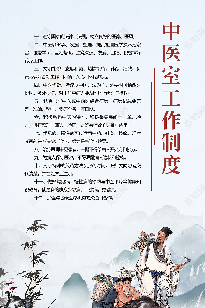 白色大气中国风中医套图