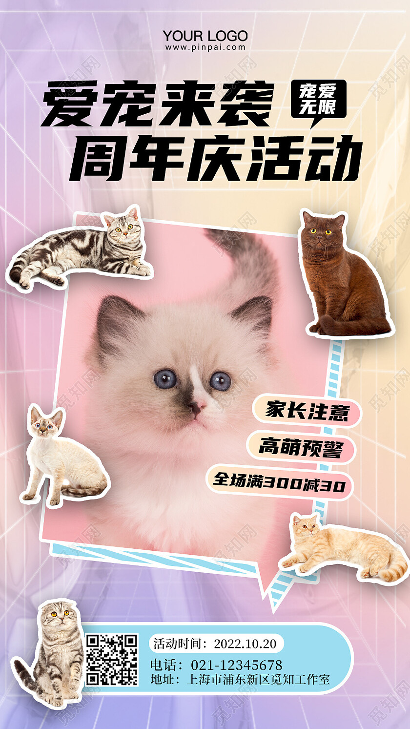 宠物店周年庆活动促销手机海报