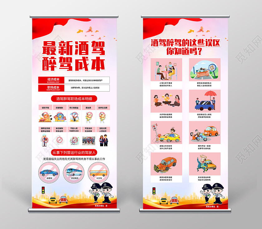 红色最新酒驾醉驾珍爱生命拒绝酒驾易拉宝展架拒绝酒驾展架