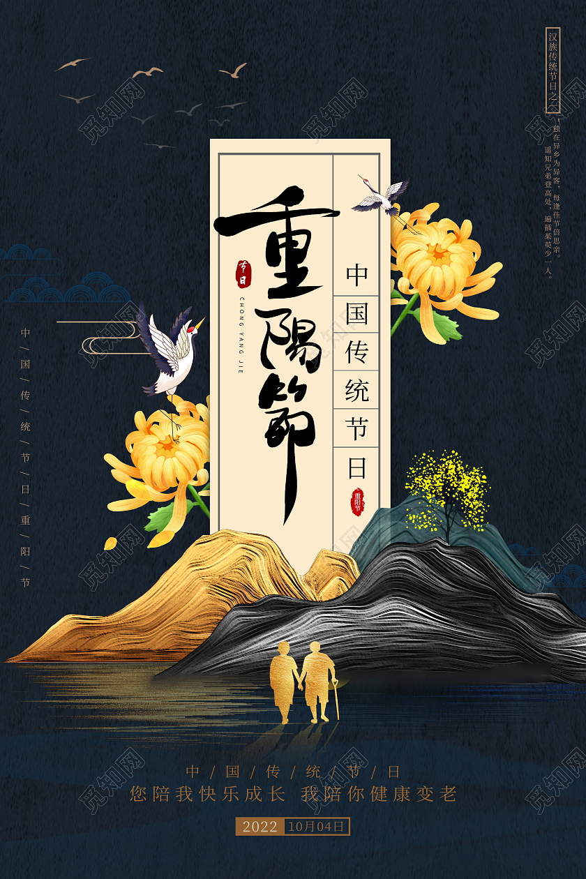 时尚大气九九重阳节宣传海报