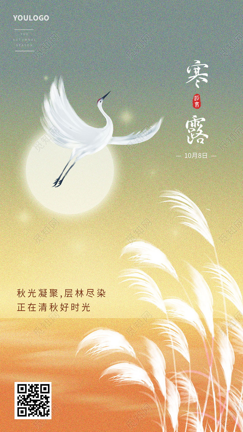 插画风寒露节气海报二十四节气海报