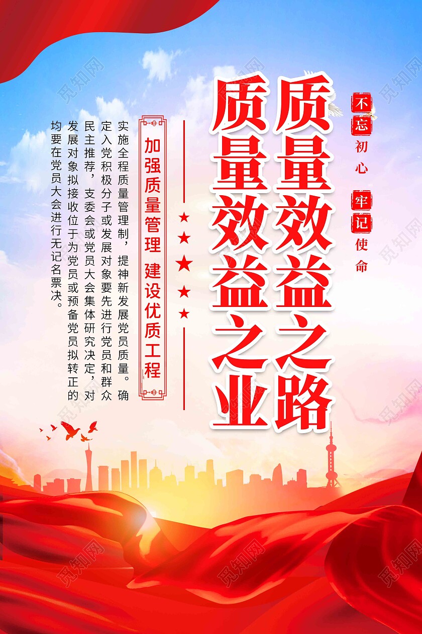 蓝色渐变简约大气质量管理宣传套图