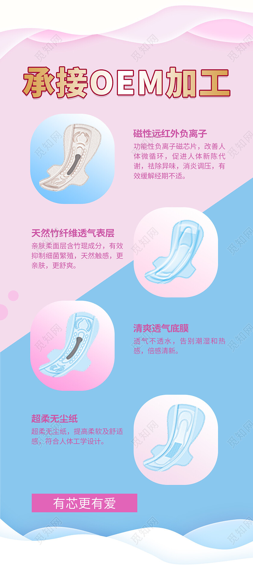 粉色蓝色拼接撞色简约大气承接OEM加工产品介绍展架易拉宝