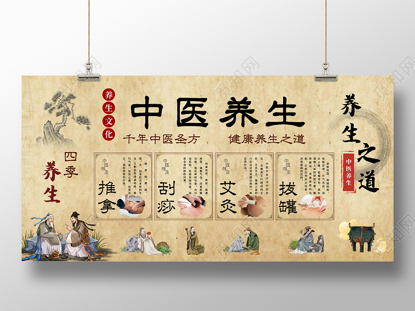 古风简约大气中医养生宣传栏