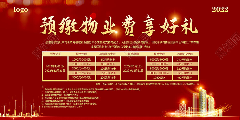 红色简约物业管理服务展板物业展板