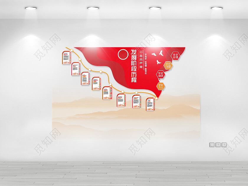 红色简约共产党发展历程党的光辉历程文化墙文化墙