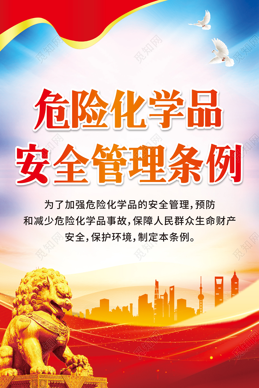 水彩渐变深入学习贯彻危险化学品安全管理条例套图化学海报