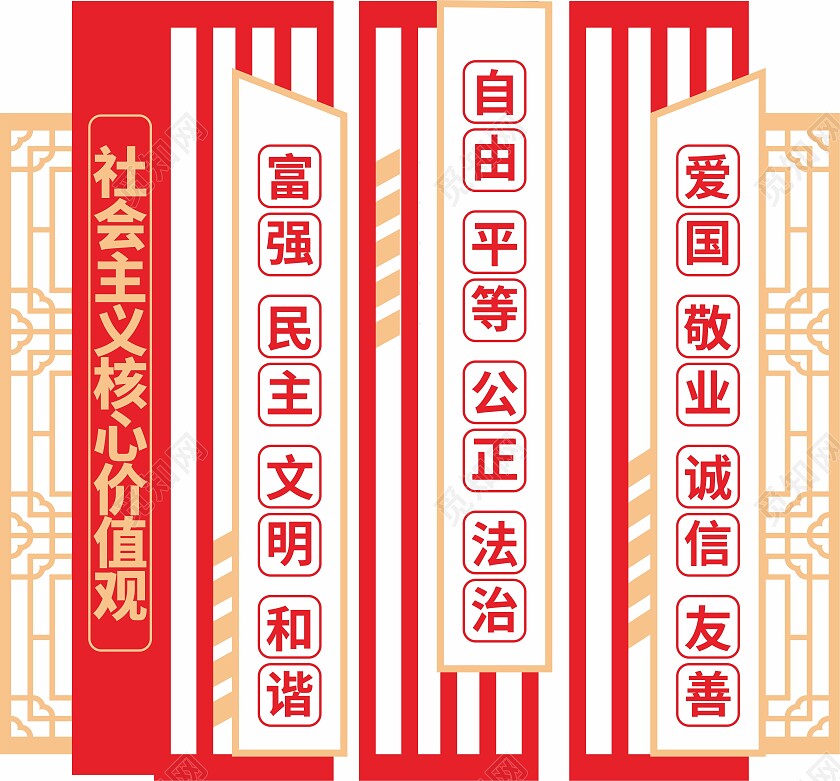红色简约大气社会主义核心价值观宣传文化墙价值观文化墙