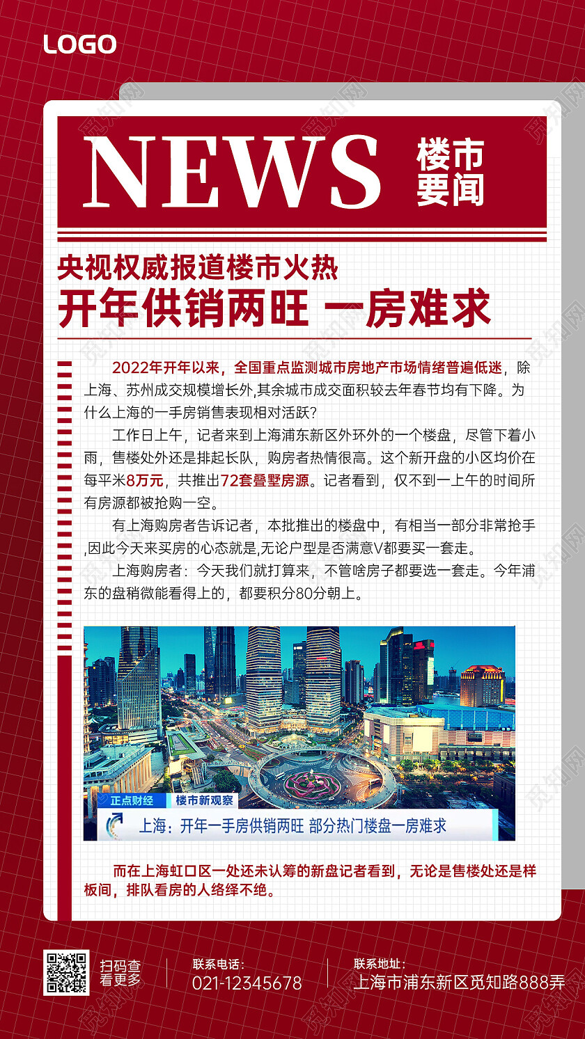 灵感红色楼市要闻新闻手机文案海报