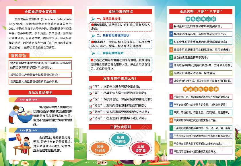 2022渐变色风格全国食品安全宣传周折页食品安全宣传栏