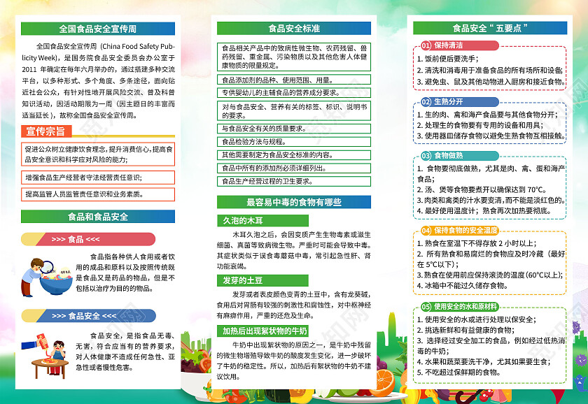 2022渐变色风格全国食品安全宣传周折页食品安全宣传栏