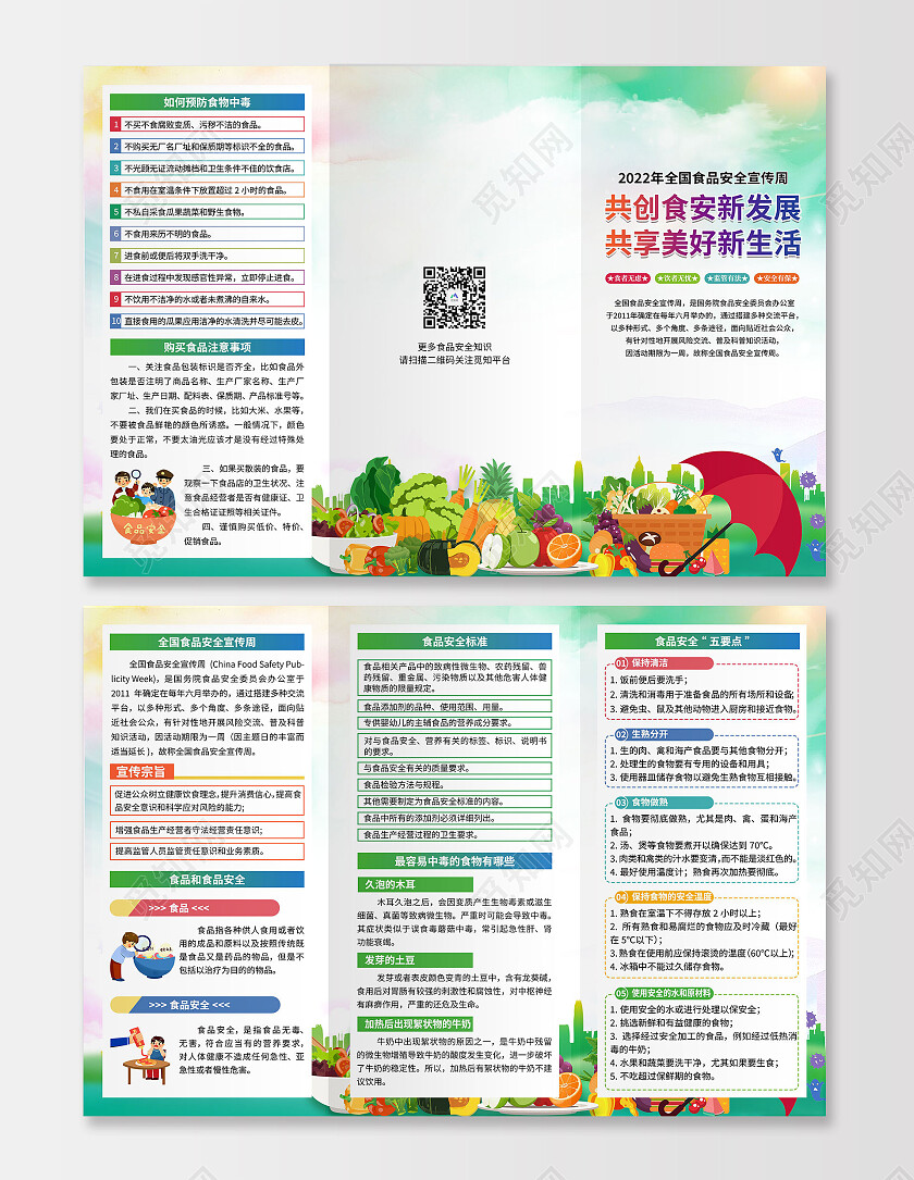 2022渐变色风格全国食品安全宣传周折页食品安全宣传栏