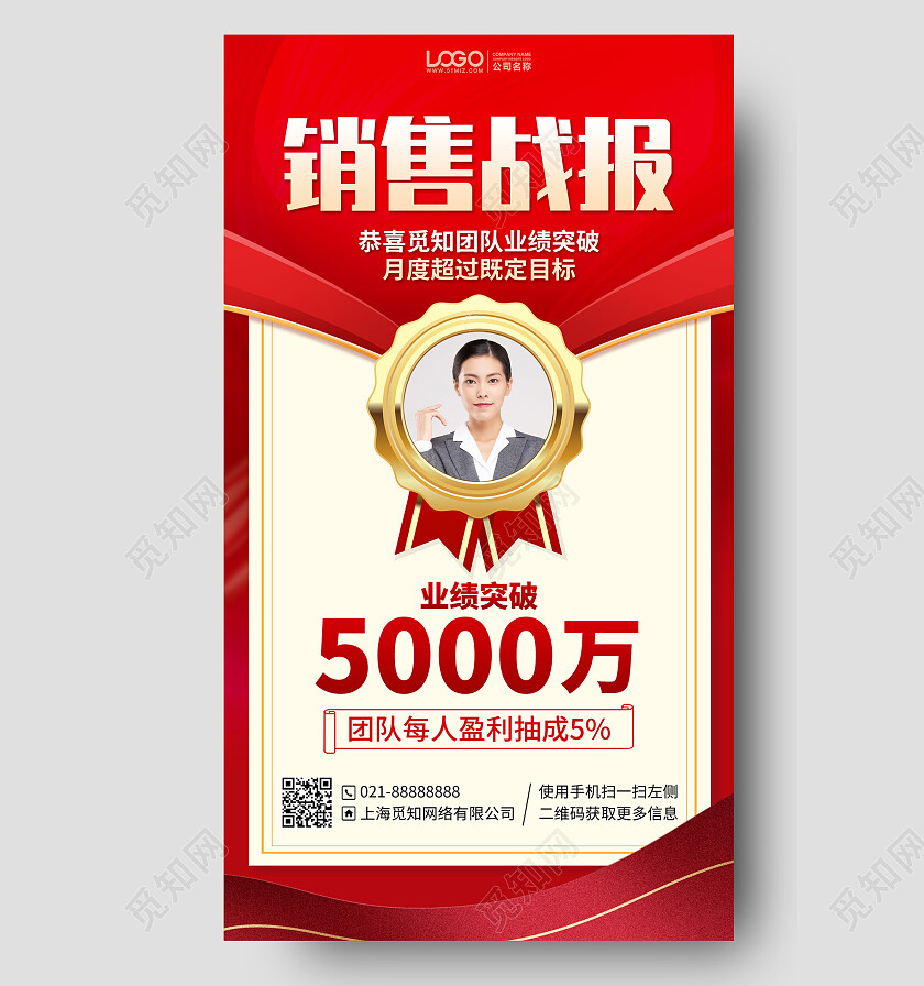 销售战报喜报红色喜庆手机海报手机文案海报