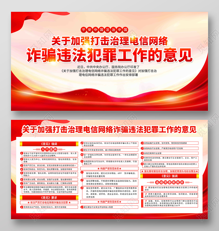 红色简约大气电信诈骗宣传栏