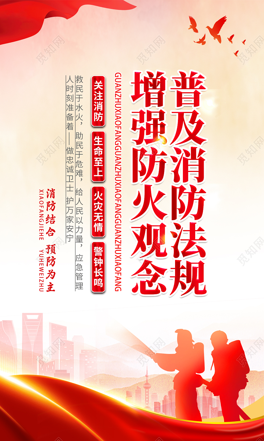 红色消防安全宣传海报系列设计