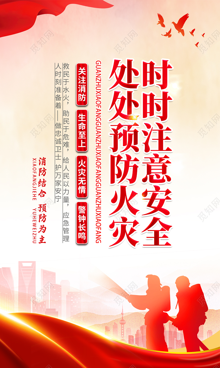 红色消防安全宣传海报系列设计