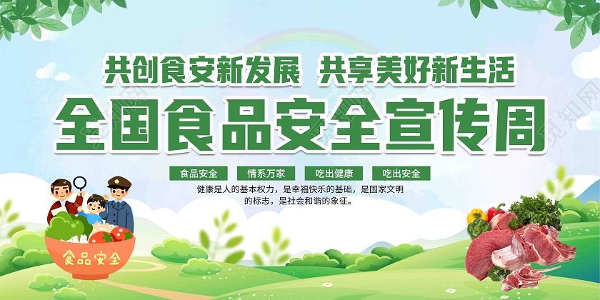 绿色渐变卡通简约大气2022全国食品安全宣传栏