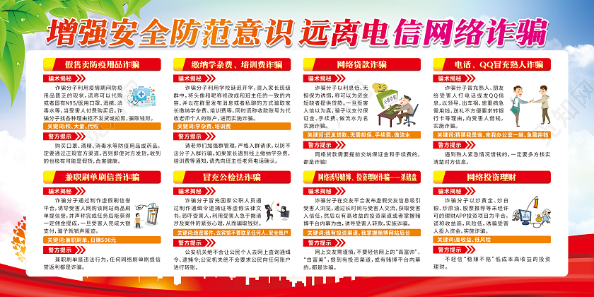 红色城市增强安全防范意识远离电信网络诈骗宣传栏电信诈骗