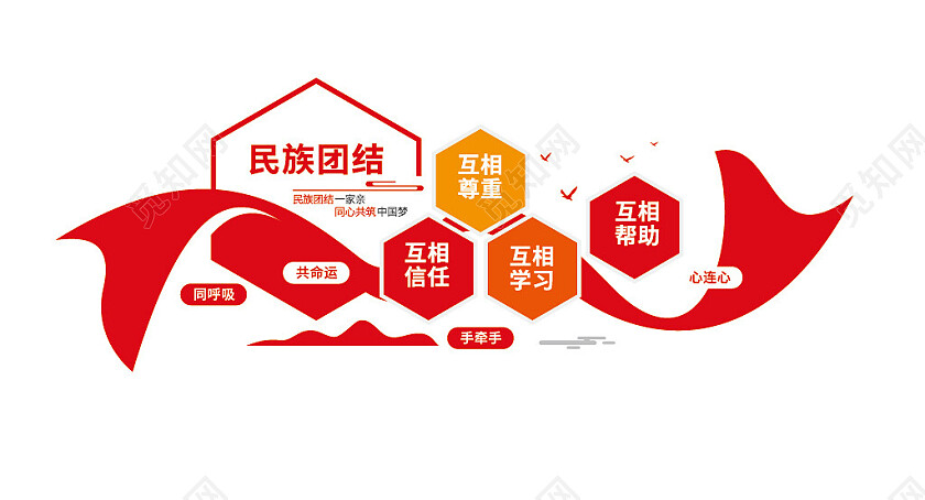 民族团结宣传标语民族团结文化墙设计3D文化墙