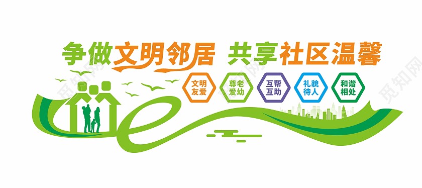 争做文明邻里共享社区温馨社区文化墙