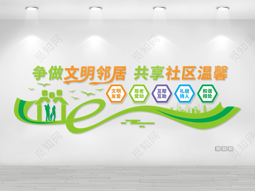 争做文明邻里共享社区温馨社区文化墙