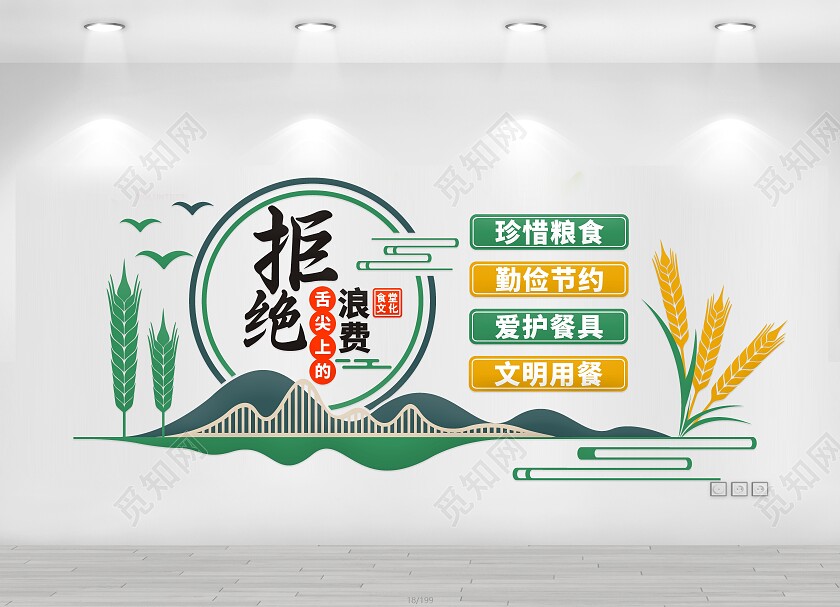 绿色拒绝浪费文化墙食堂文化墙